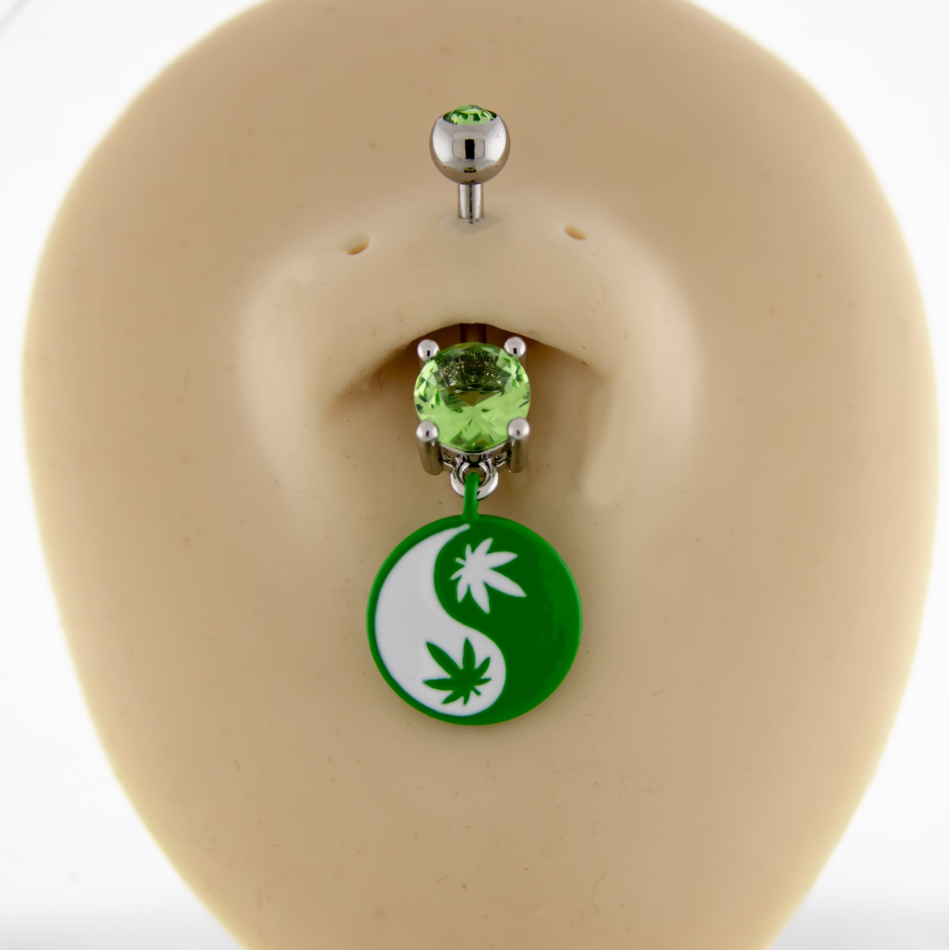 14G Yin Yang Pot Leaf Navel Ring - Pierced Addiction