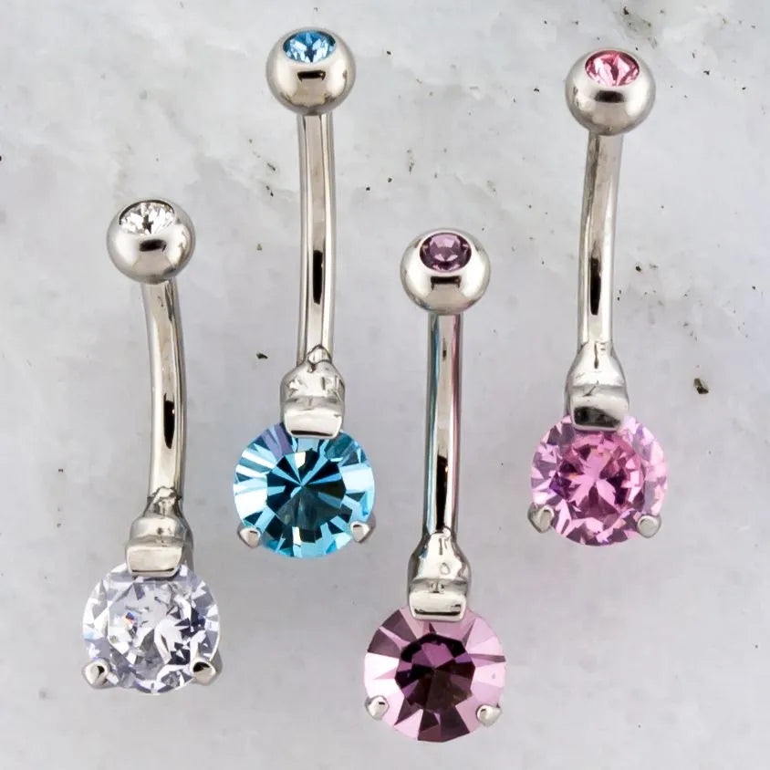 14g Steel Internal Double Gem Navel Rings - Pierced Addiction