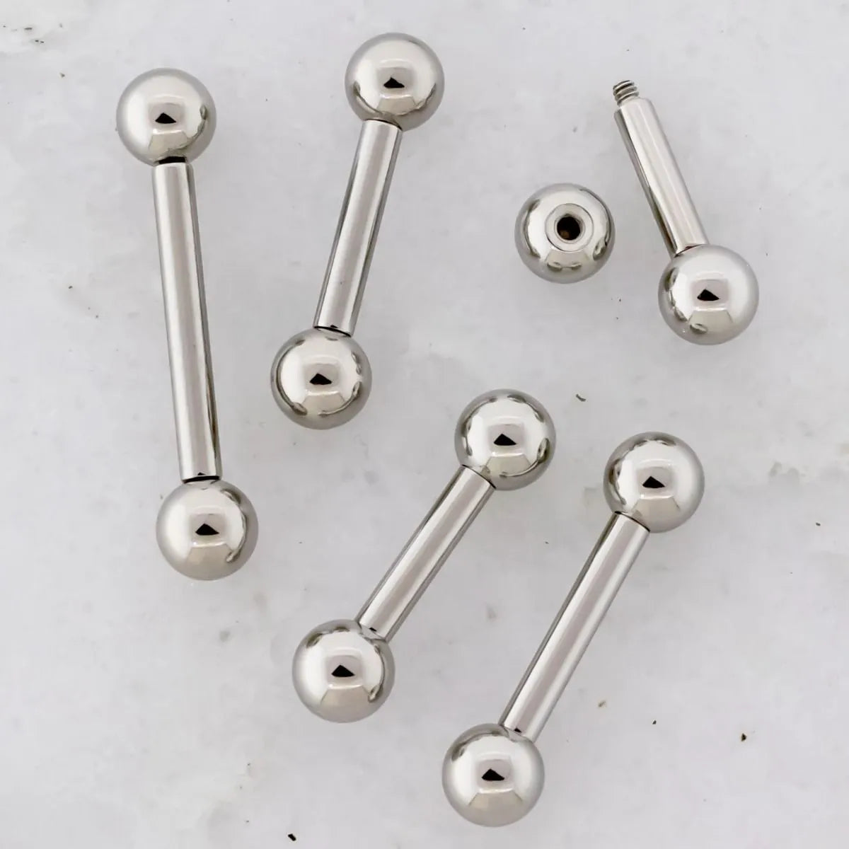 10G Externally Threaded Steel Straight Barbell with Ball - Pierced Addiction