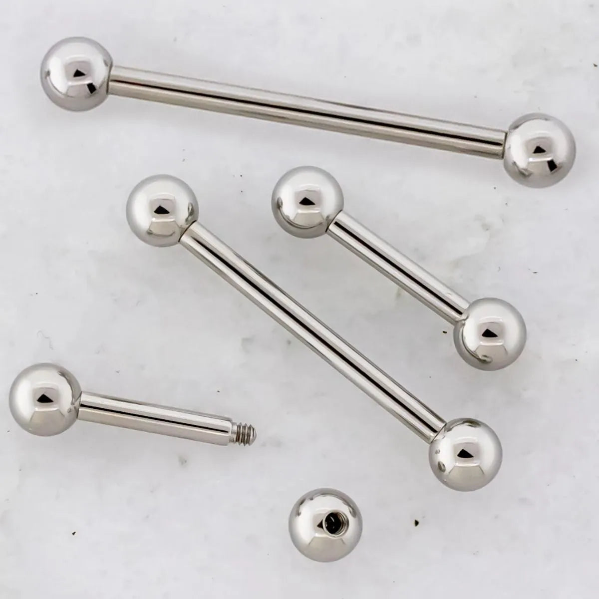 12G Externally Threaded Steel Straight Barbell with Ball - Pierced Addiction