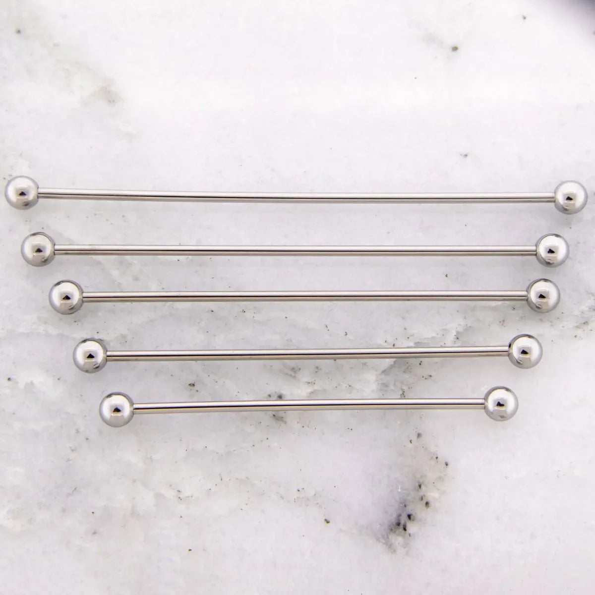 14G Externally Threaded Steel Straight Barbell with Ball - Pierced Addiction