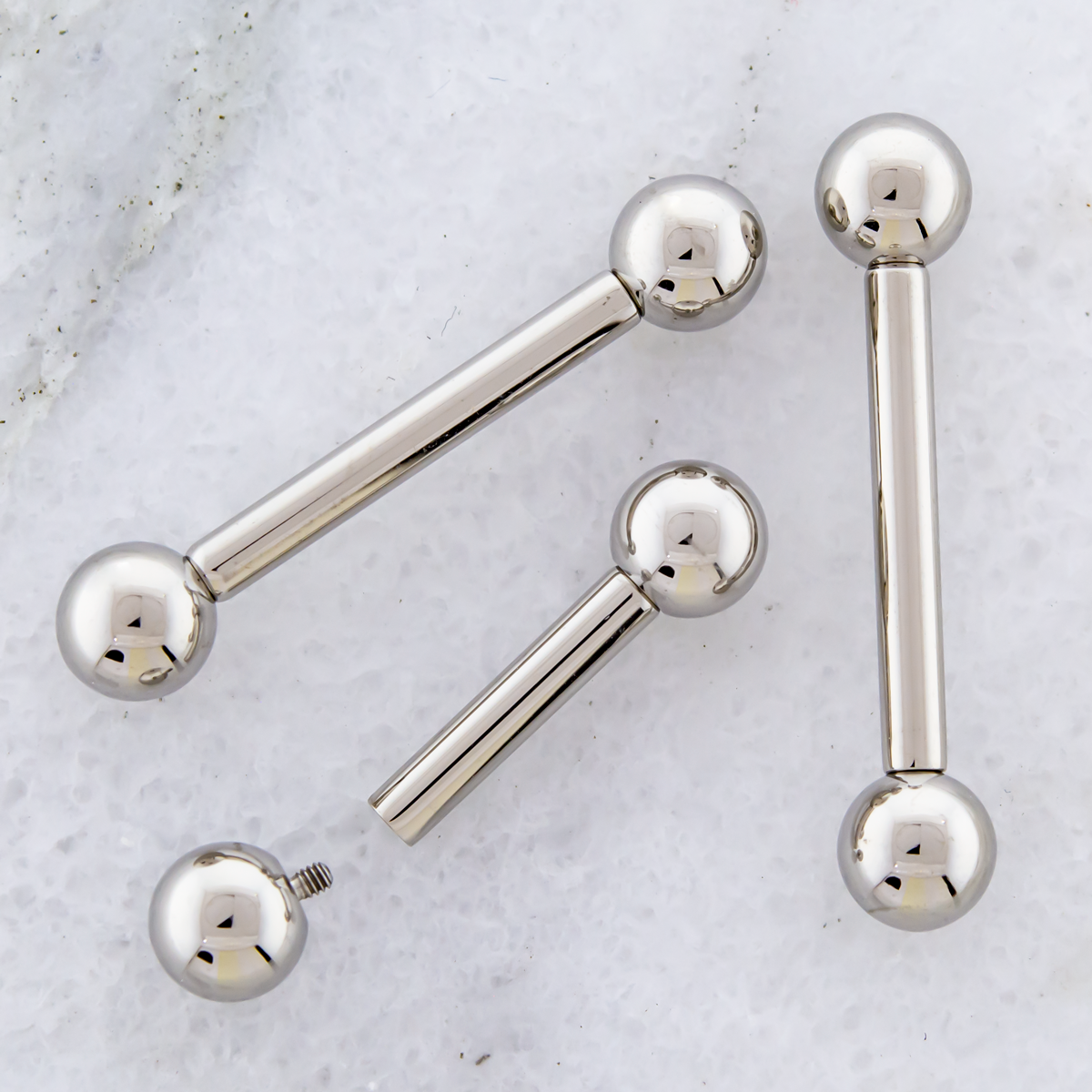 Steel 12G Internally Threaded Straight Barbells - Pierced Addiction