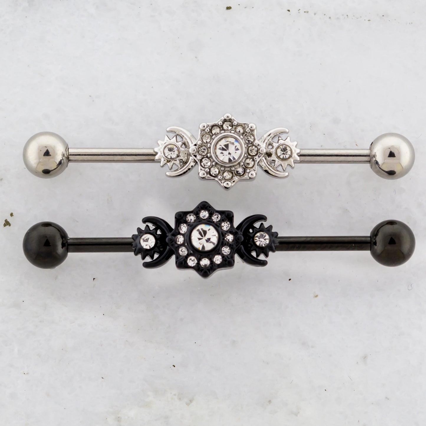 14G Gem Moon and Sun Industrial Barbell - Pierced Addiction