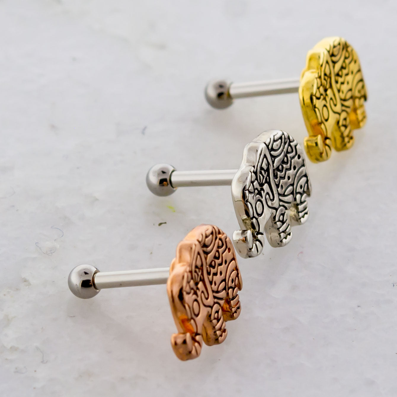 16G Decorative Elephant Cartilage Barbell - Pierced Addiction