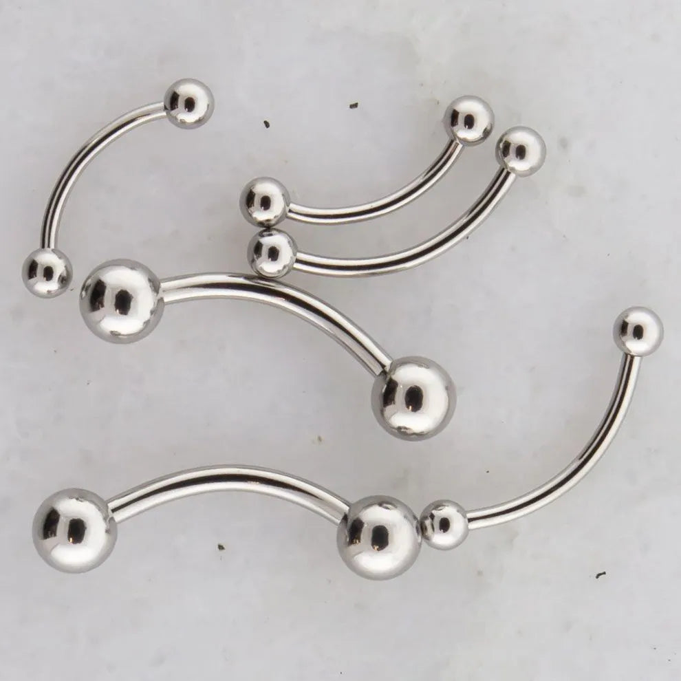 16G Steel Externally Threaded Curved Barbell - Pierced Addiction