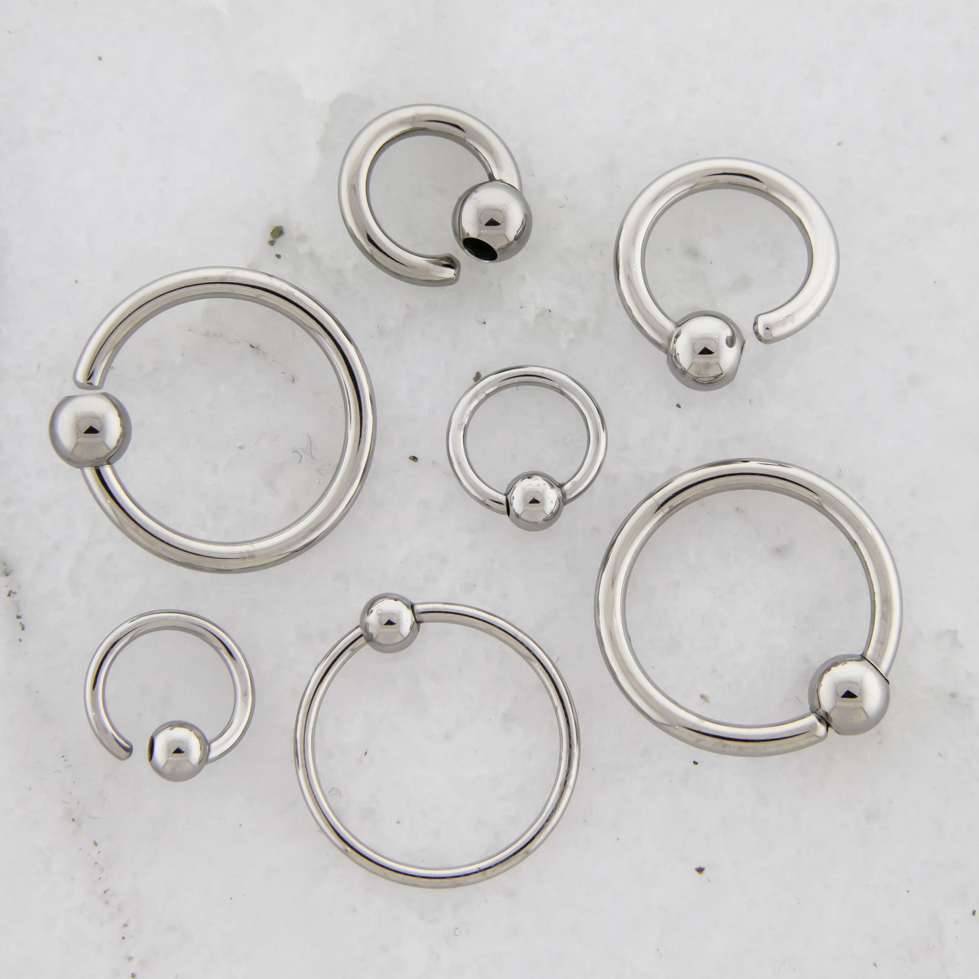 14G - 20G Steel Fixed Bead Captive Rings