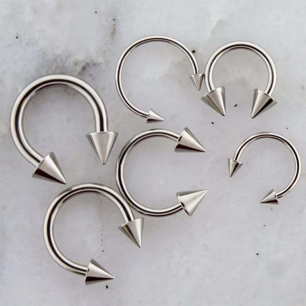 Spiked Steel Externally Threaded Horseshoes - Pierced Addiction