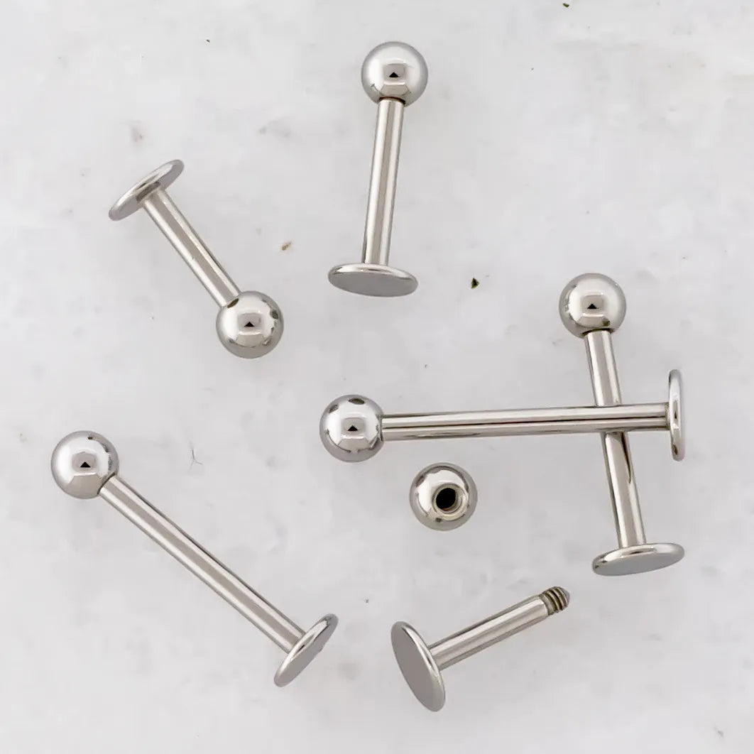 16G Externally Threaded Steel Labret with Ball - Pierced Addiction