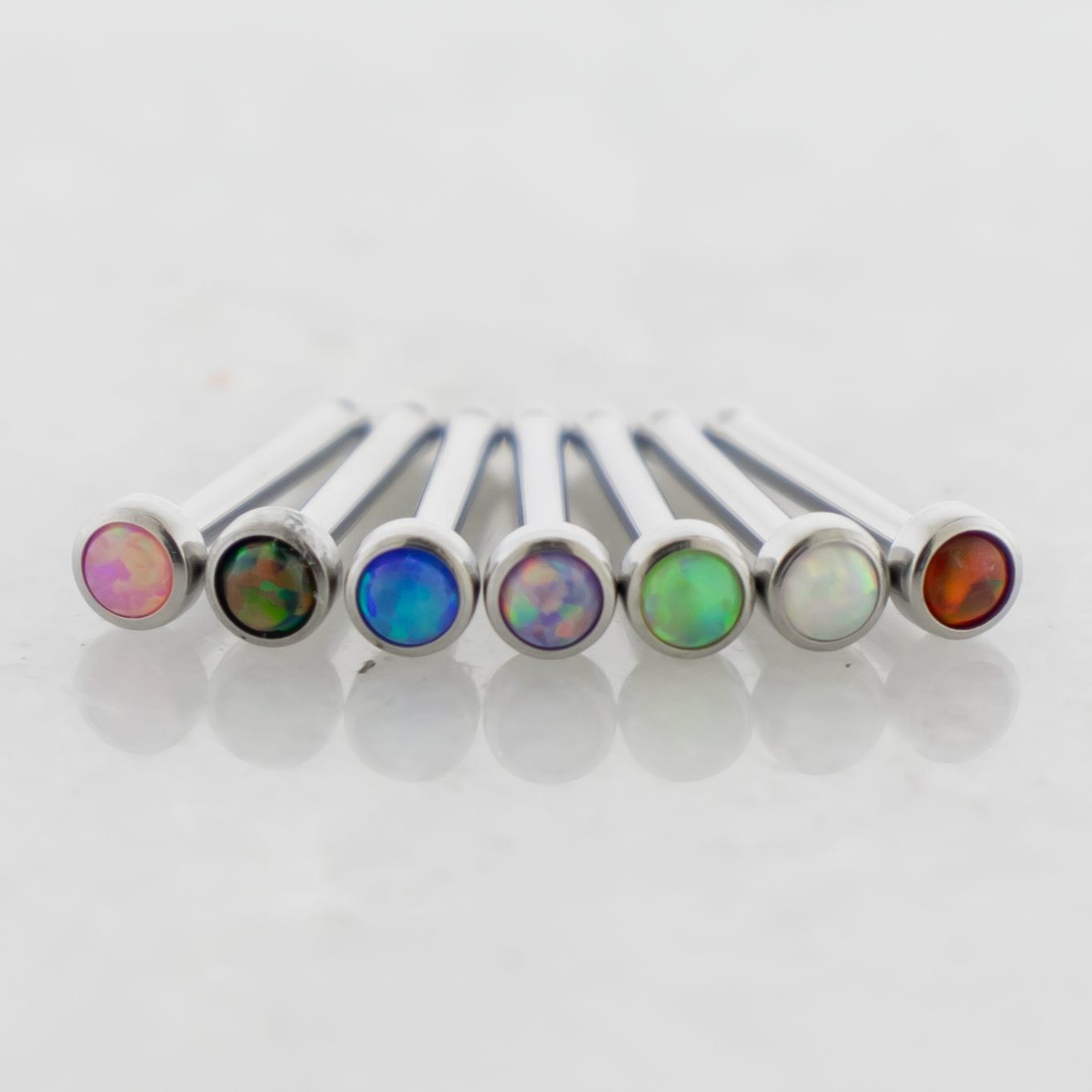 Steel Bezel Set Nose Bone With Opal