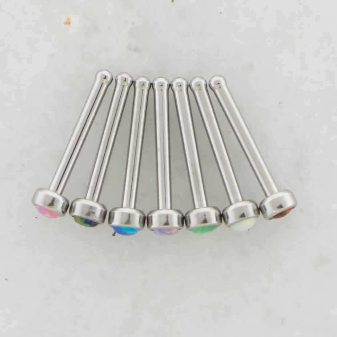 Steel Bezel Set Nose Bone With Opal