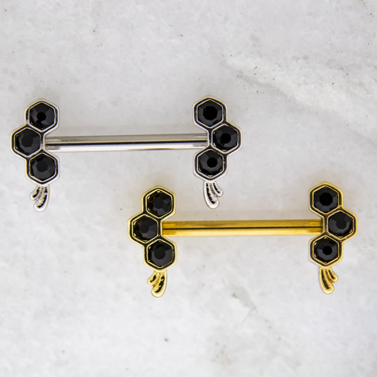 14G Dripping Honeycomb Nipple Barbell - Pierced Addiction