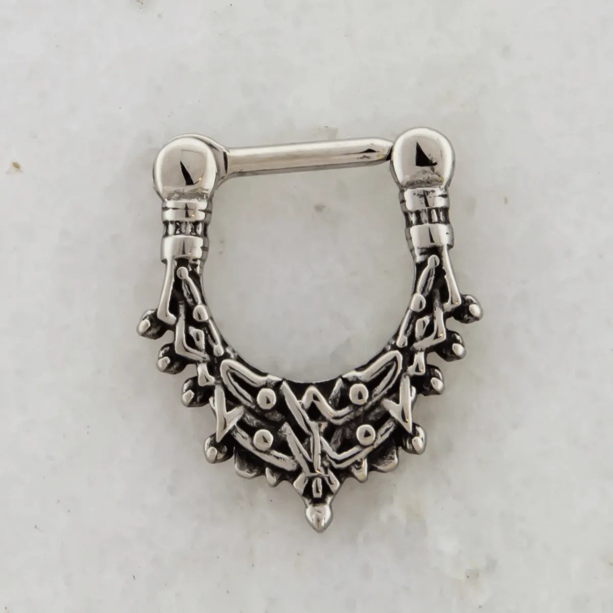 16G Steel Engraved Septum Clicker - Pierced Addiction