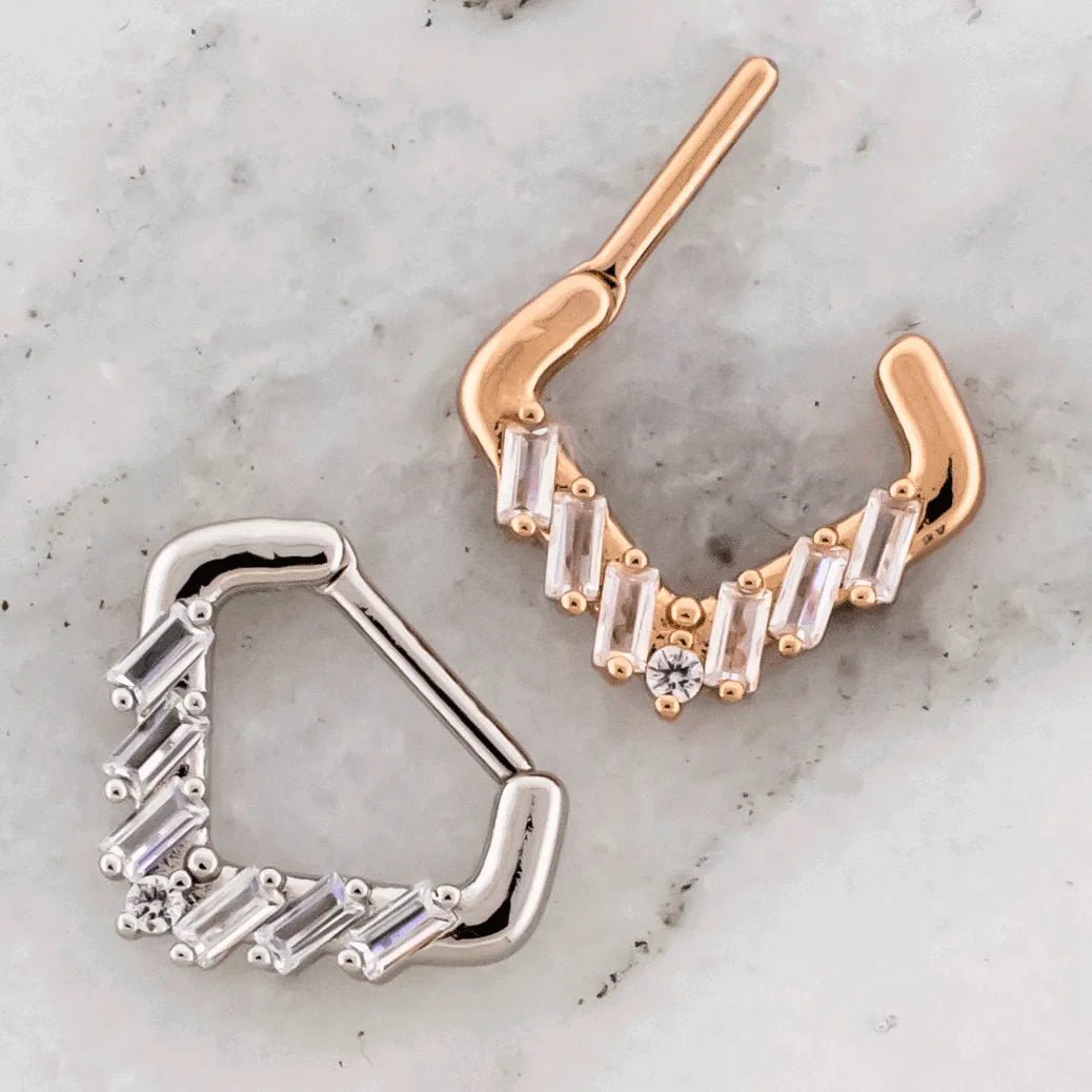 16G V Shaped Baguette Septum Clicker - Pierced Addiction