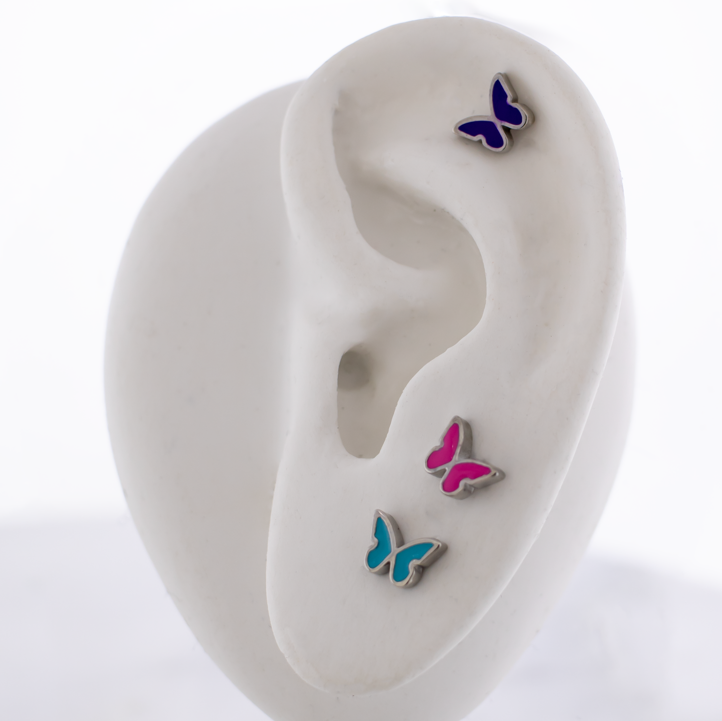 Steel Enamel Butterfly Earring Studs