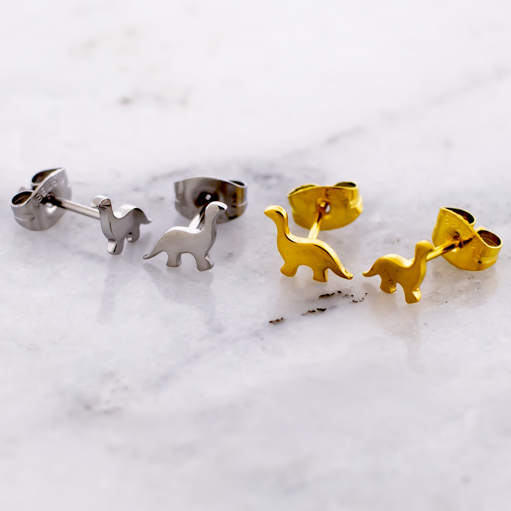 Steel Dinosaur Earring Studs