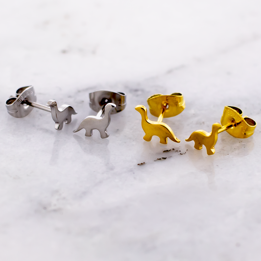 Steel Dinosaur Earring Studs