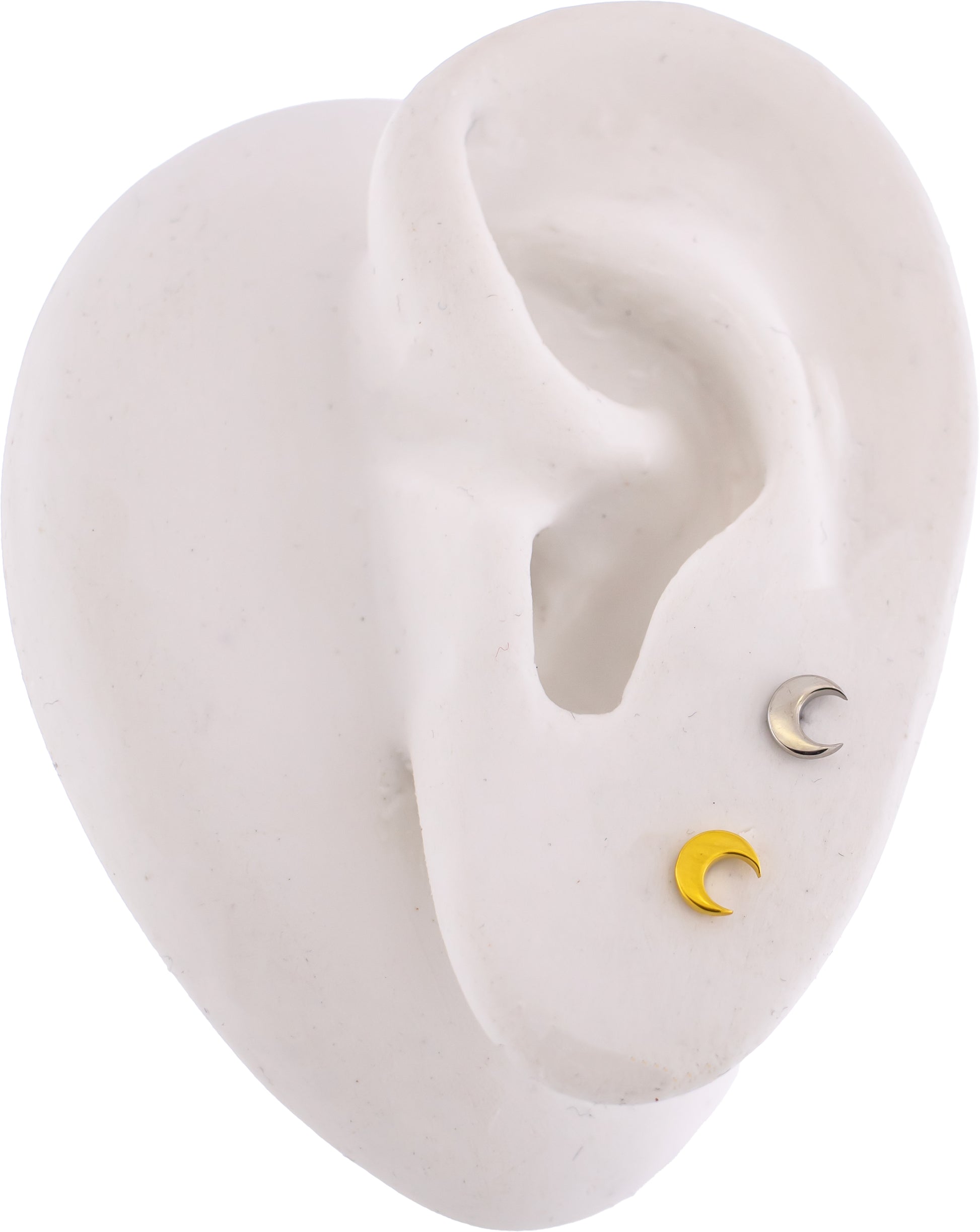 Steel Crescent Moon Earring Studs