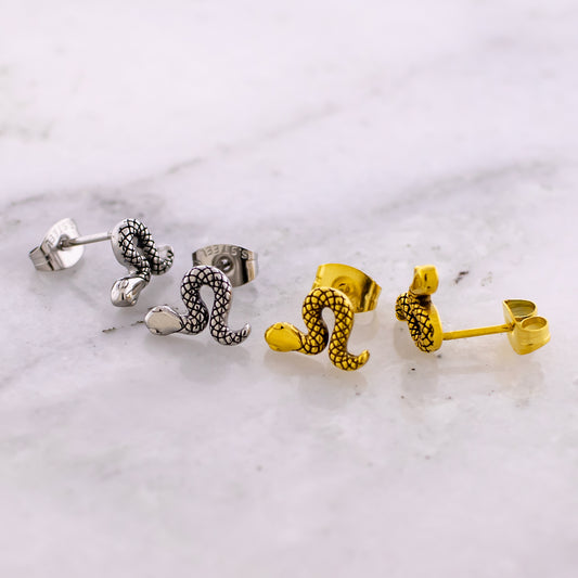 Steel Snake Earring Studs