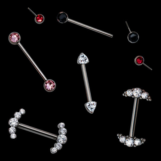 Titanium Threadless Barbell with Forward Facing Ends
